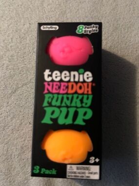 Teenie Needoh Funky Pup 3-Pack - Pink, Orange, and Blue